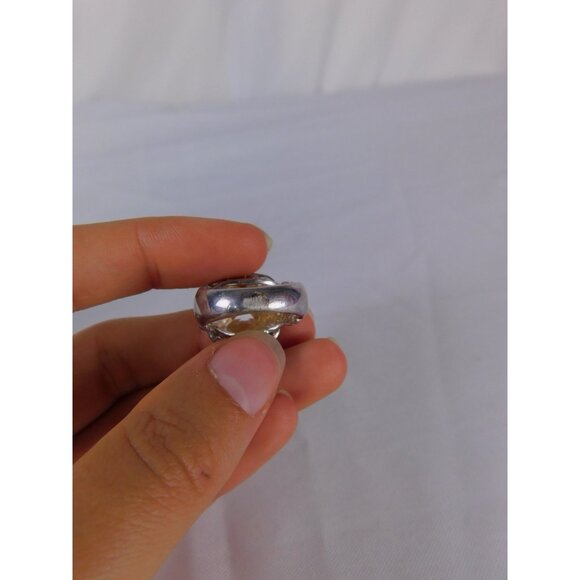 Statement Sterling Silver Ring Large Cushion Cut Clear Stone Womens Size 8 Jewel - Picture 9 of 11